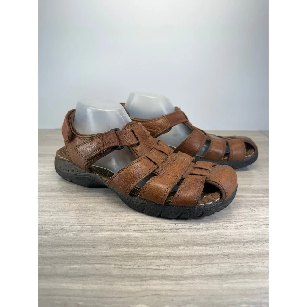 Earth Spirit Mens 10.5 Fisherman Sandals 2513270 Brown Leather Strappy Comfy